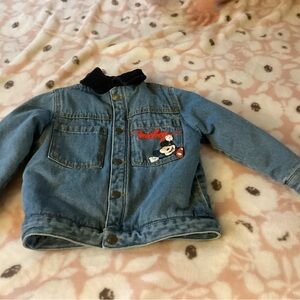 Zara Light Blue Denim Jacket with Red Mickey Embroidery